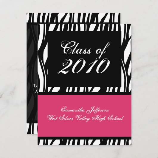 Elk jaar ~ Roze Afstuderen print Kaart (Voorkant / Achterkant)