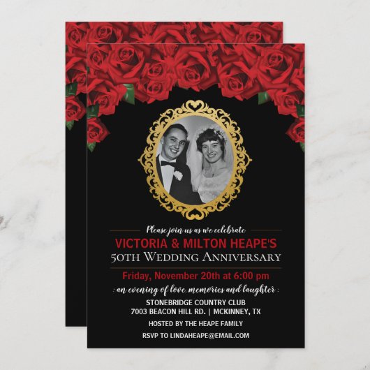 ELK JAAR - Rozen Weddenschap Jubileum Kaart (Voorkant / Achterkant)