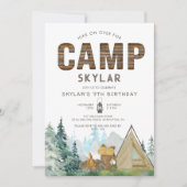 Elk jaar rustiek hout camping verjaardag kaart (Voorkant)