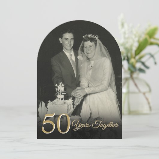 Elk jaar samen bruiloft Jubileum Photo Arch Kaart (Staand voorkant)