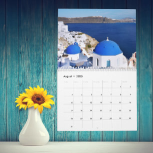 Elk Jaar Santorini Griekenland Eiland Oceaan Maatw Kalender