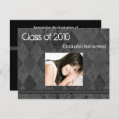 ELK JAAR Slank zwart Afstuderen aankondiging (Voorkant / Achterkant)