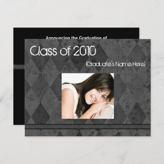 ELK JAAR Slank zwart Afstuderen aankondiging (Voorkant / Achterkant)