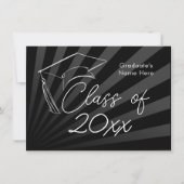 Elk jaar | Slank zwart Afstuderen aankondiging (Voorkant)
