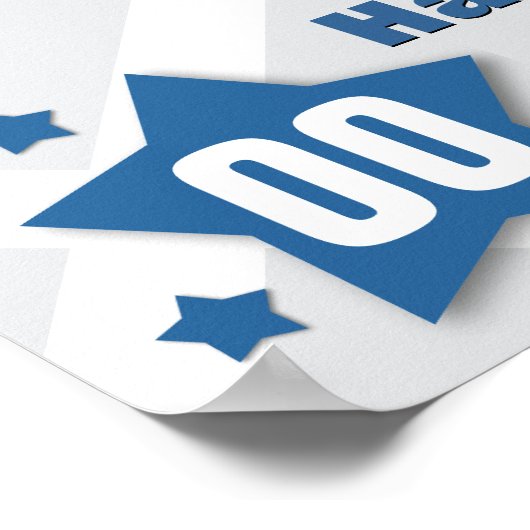 ELK JAAR Star Banner BLUE en SILVER V06 Poster (Hoek)