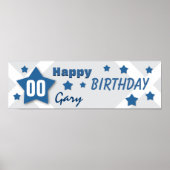 ELK JAAR Star Banner BLUE en SILVER V06 Poster (Voorkant)