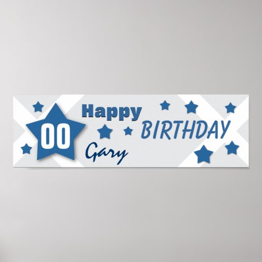 ELK JAAR Star Banner BLUE en SILVER V06 Poster (Voorkant)