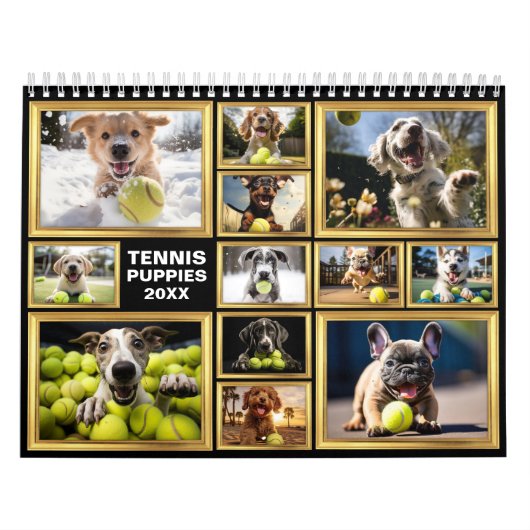 Elk jaar 🎾 Tennis en 🐕Puppies Kalender (Hoes)