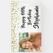 Elk jaar Verjaardag Confetti Brush Script Foto Spandoek (Verticaal)