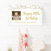 Elk jaar Verjaardag Foto Gold String Lights Spandoek (Insitu)