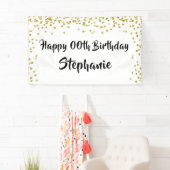 Elk jaar Verjaardag Goud Confetti Brush Script Spandoek (Insitu)