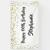 Elk jaar Verjaardag Goud Confetti Brush Script Spandoek (Verticaal)