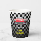 Elk jaar Verjaardag, Red Sport's Auto, Naam & Leef Papieren Bekers (Voorkant)