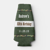 Elk jaar Verjaardag Rood met Camo Lijst B02 Flesjeskoeler (Voorkant)