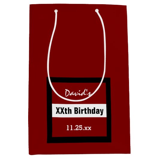 Elk jaar Verjaardag Rood met Zwart Lijst Custom Z0 Medium Cadeauzakje (Voorkant)