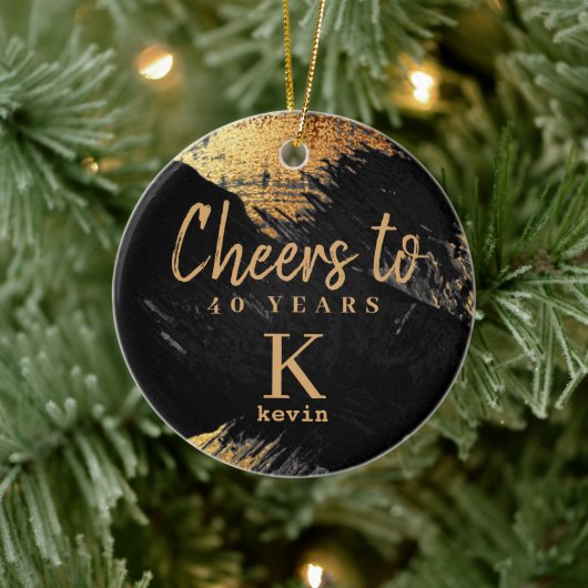 Elk jaar verjaardagsmonogram keramisch ornament (Boom)