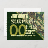 Elk jaar Verrassing Verjaardag Save the Date Camo Aankondigingskaart (Voorkant / Achterkant)