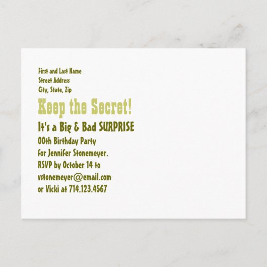 Elk jaar Verrassing Verjaardag Save the Date Camo Aankondigingskaart (Achterkant)