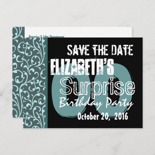 Elk jaar Verrassing Verjaardag Wervelingen Save th Aankondigingskaart (Voorkant / Achterkant)