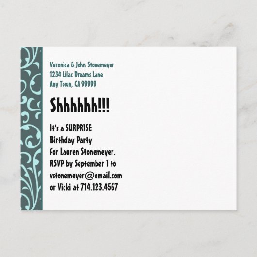 Elk jaar Verrassing Verjaardag Wervelingen Save th Aankondigingskaart (Achterkant)