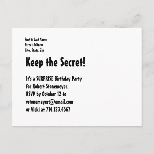 Elk jaar VERRASSING Verjaardagsfeestballonnen B0Z Uitnodiging Briefkaart (Achterkant)