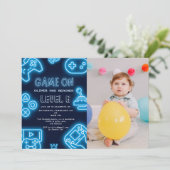 Elk jaar video game foto verjaardag kaart (Staand voorkant)