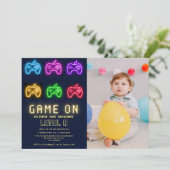 Elk jaar video game foto verjaardag kaart (Staand voorkant)