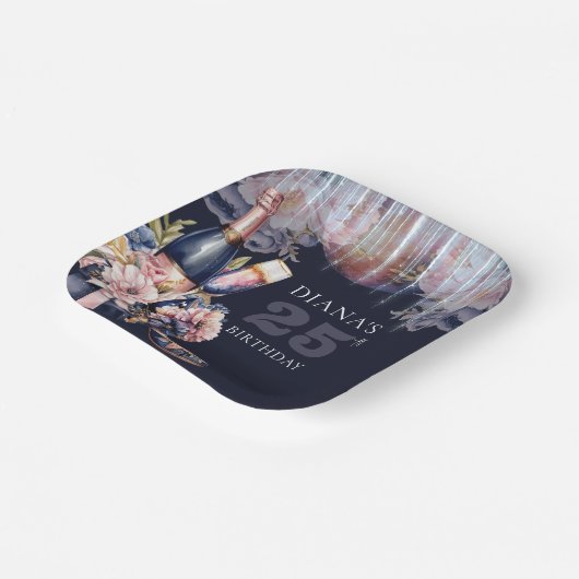 Elk jaar volwassen verjaardag champagne hakken papieren bordje (Gebogen)