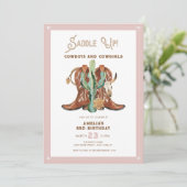 Elk jaar weer een roze Westerne cowgirl Kaart (Staand voorkant)