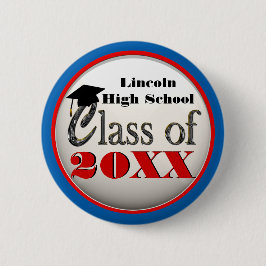 Elk jaar weer roodrood, wit en blauw Afstuderen Bu Ronde Button 5,7 Cm