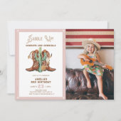 Elk jaar weer roze Western Cowgirl Uitnodiging (Voorkant)