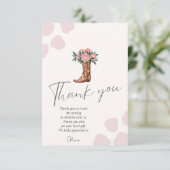 Elk jaar westerne cowgirl roze verjaardag bedankkaart (Staand voorkant)