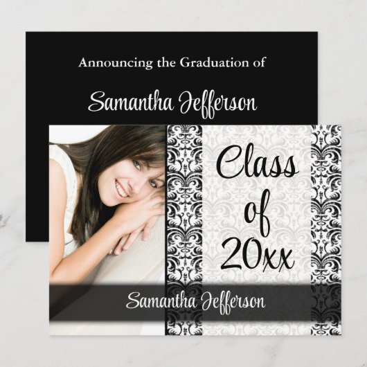 Elk jaar ~ wit formeel ontwerp foto Afstuderen Kaart (Voorkant / Achterkant)