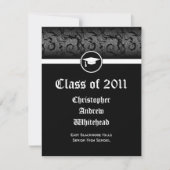 Elk jaar ~ Zwart-wit Damask Afstuderen Kaart (Voorkant)