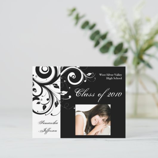 Elk jaar~ Zwart/Wit werveling foto Afstuderen Kaart (Staand voorkant)