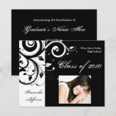 Elk jaar~ Zwart/Wit werveling foto Afstuderen Kaart (Voorkant / Achterkant)