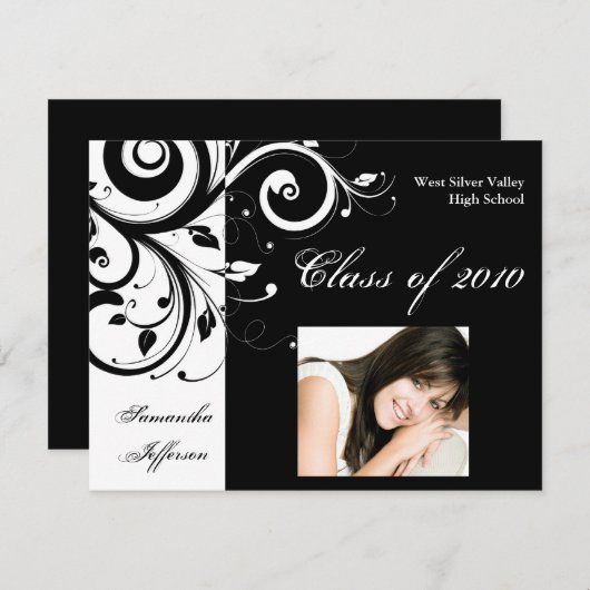 Elk jaar~ Zwart/Wit werveling foto Afstuderen Kaart (Voorkant / Achterkant)