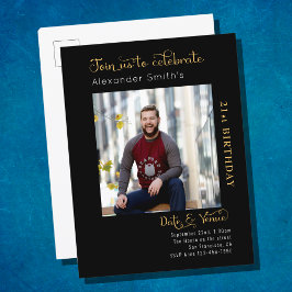 Elk jaar zwarte goudfoto van elke dag uitnodiging briefkaart