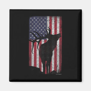Elk jagen bugelen stier Us vlag - Amerikaanse retr Magneet