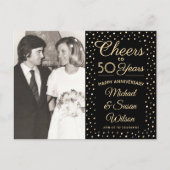 ELK Jubileum 1 Foto Proost Zwart & Goud Party Uitnodiging Briefkaart (Voorkant)