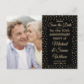 ELK Jubileum 1 Foto Zwart & Goud Save the Date Uitnodiging Briefkaart (Voorkant)