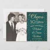 ELK Jubileum 2 Foto Cheers Blue en Gold Party Kaart (Voorkant)