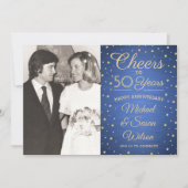 ELK Jubileum 2 Foto Cheers Blue en Gold Party Kaart (Voorkant)