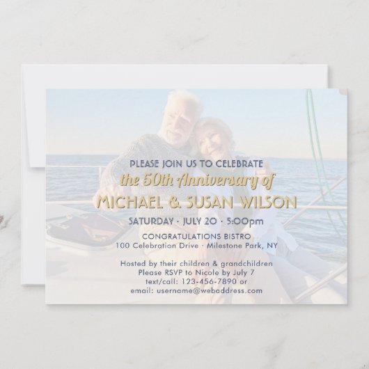 ELK Jubileum 2 Foto Cheers Blue en Gold Party Kaart (Achterkant)