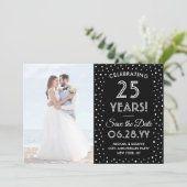 ELK Jubileum 2 foto Elegant Navy Blue & White Save The Date (Staand voorkant)