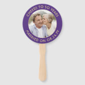 ELK Jubileum 2 Foto Elegant Paarse en Goud Handwaaier (Achterkant)