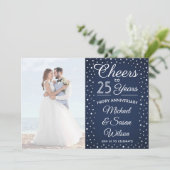ELK Jubileum 2 Foto's Cheers Navy & White Party Kaart (Staand voorkant)
