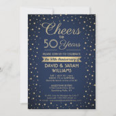 ELK Jubileum Cheers Navy Blue en Gold Confetti Kaart (Voorkant)