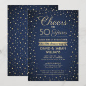 ELK Jubileum Cheers Navy Blue en Gold Confetti Kaart (Voorkant / Achterkant)