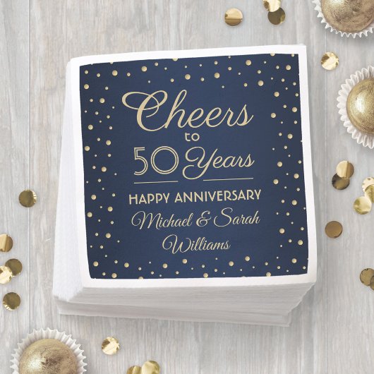 ELK Jubileum Cheers Navy Blue en Gold Confetti Servet